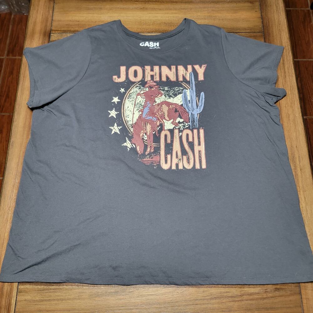 Johnny Cash Dark Grey Tee Rodeo Cowboy - Size 5